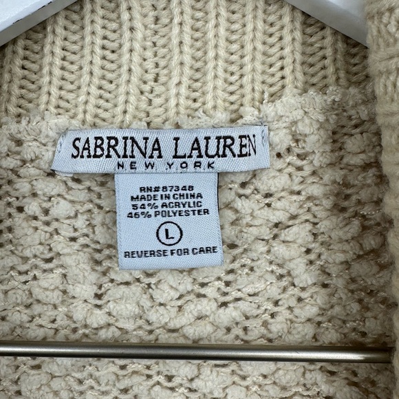 Vintage Style Cream Sweater Cardigan Size Large Boho Fall Cozy Soft Baggy - Picture 7 of 8